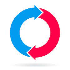 a red and a blue arrows in a circle pointing clockwise.