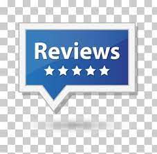 A blue chat bobble saying reviews with five stars under the word.