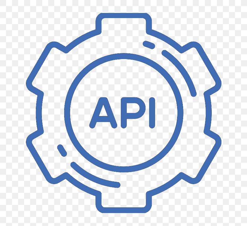 blue outline of a gear with api writen in the middle